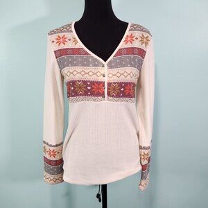 Maurices Thermal Long Sleeve Sleep Shirt Med